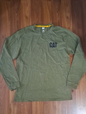 CAT Men's Olive Green Long Sleeve Logo Tee